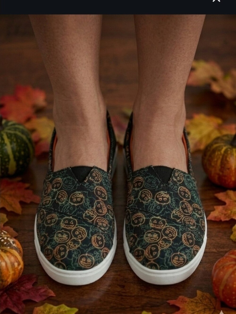 Tommy Bahama Glow In The Dark Slip-On Sneakers with Orange Pumpkin Print